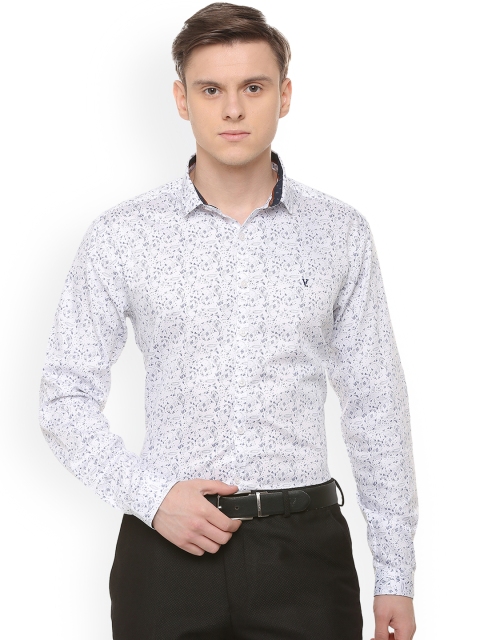 

V Dot Men White & Grey Slim Fit Printed Formal Shirt