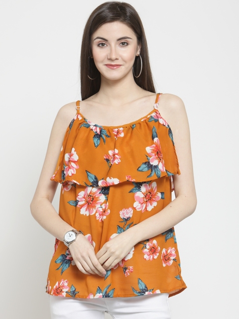 

Purple State Women Orange & Pink Printed Top