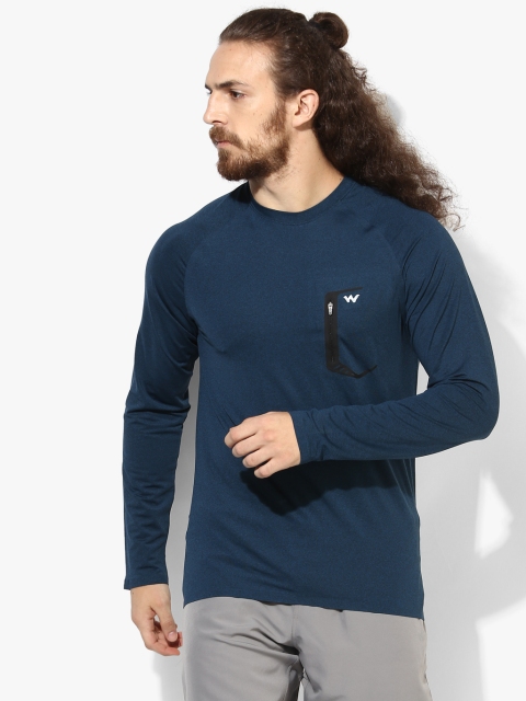 

Navy Blue Textured Round Neck T-Shirt