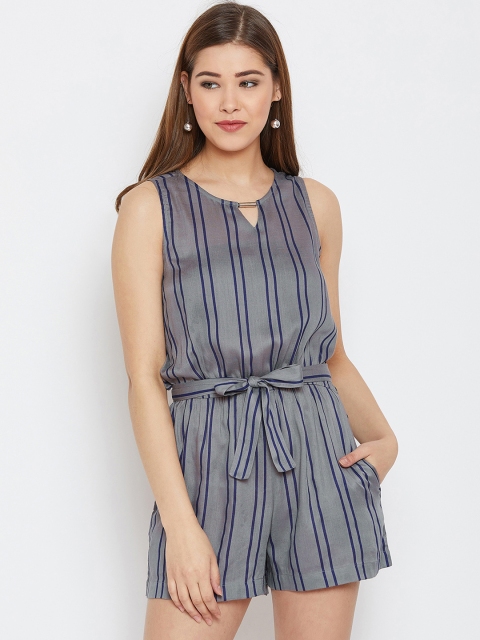 

PURYS Grey Striped Playsuit