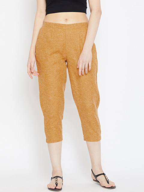 

Bitterlime Women Mustard Relaxed Regular Fit Self Design Cigarette Trousers