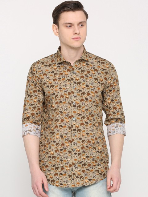 

SIMON CARTER LONDON Men Brown Slim Fit Printed Casual Shirt