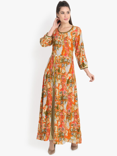 

rangeelo rajasthan Women Orange Printed A-Line Kurta
