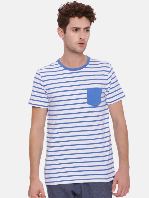 

Soul Space Men Blue Striped Round Neck Organic Cotton T-shirt