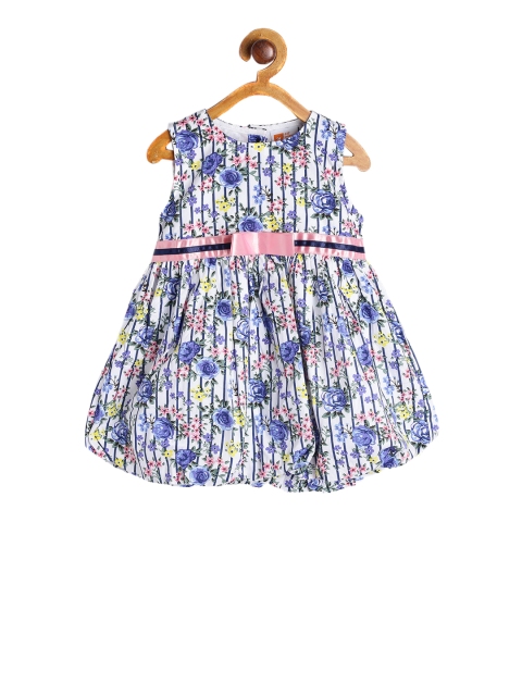 

612 league Girls Blue Printed A-Line Dress