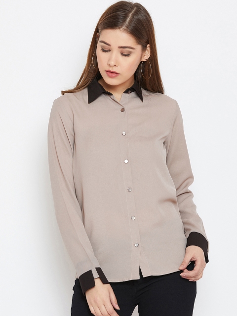 

PURYS Women Grey Smart Regular Fit Solid Casual Shirt