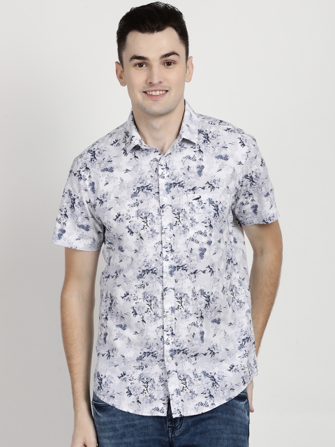 

Crocodile Men White Slim Fit Printed Casual Shirt