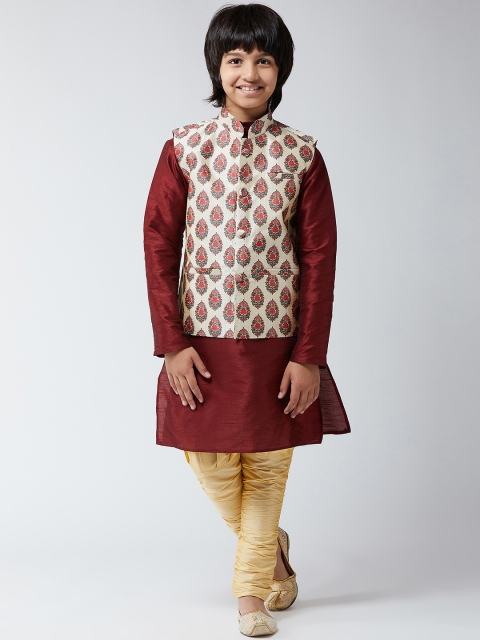 

SOJANYA Boys Maroon & Golden-Coloured Printed Kurta with Harem Pants