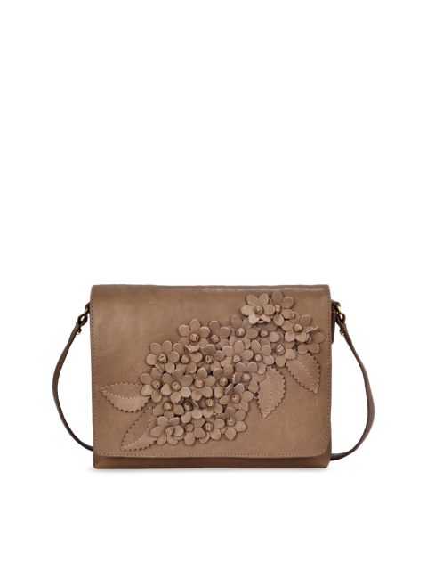 

Eske Brown Self Design Leather Sling Bag