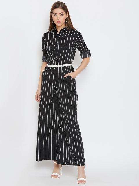 

PURYS Black & White Striped Basic Jumpsuit