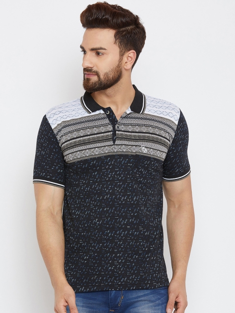 

Duke Men Black Printed Polo Collar T-shirt