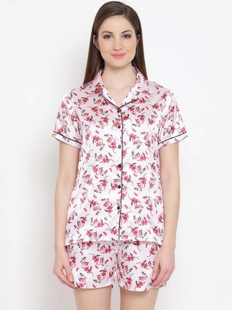 

Clovia Women Pink & White Printed Night suit