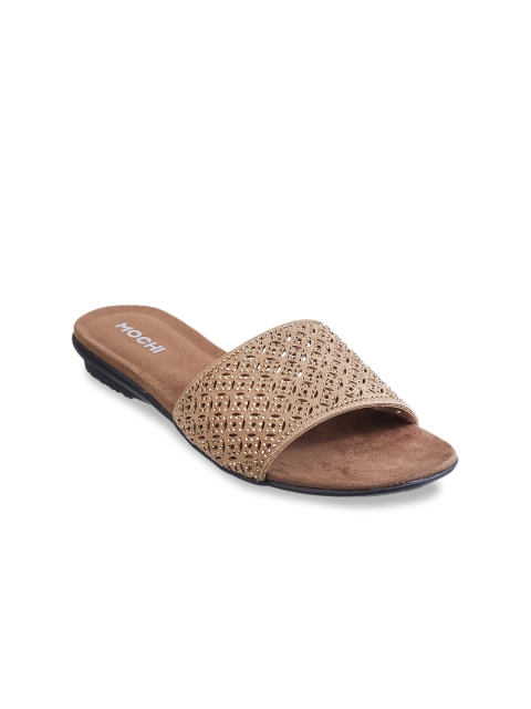 

Mochi Women Beige Solid Open Toe Flats