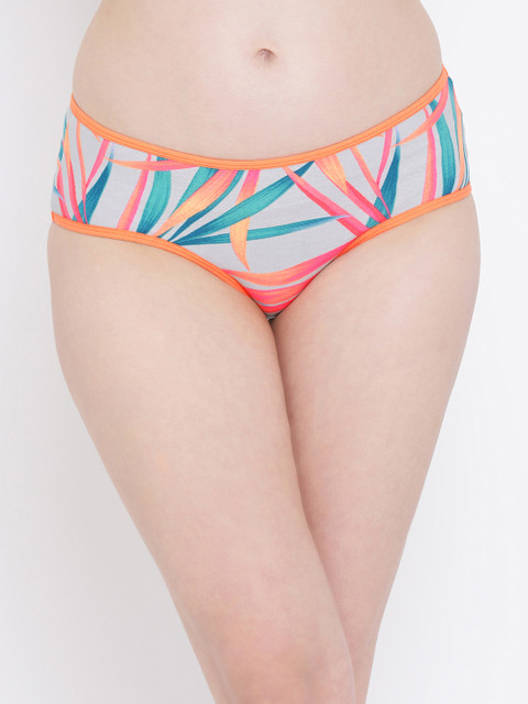 

Clovia Women Orange and Blue Printed Hipster Briefs PN3091P16