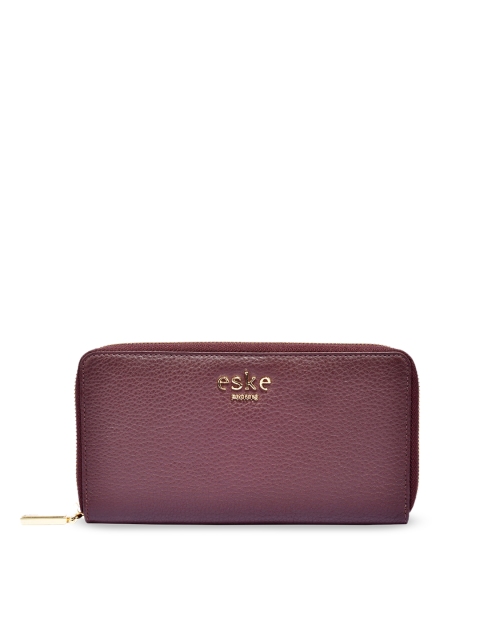 

Eske Women Magenta Solid Leather Zip Around Wallet