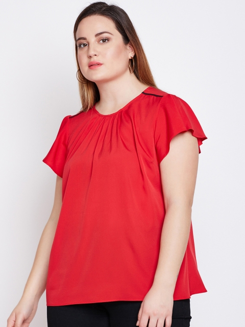 

NuBella Plus Size Women Red Solid A-Line Top