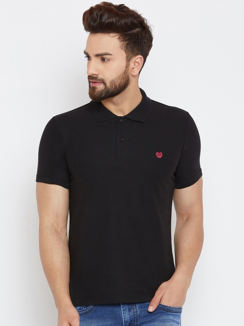 

Duke Men Black Solid Polo Collar T-shirt