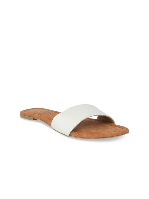 

SOLES Women White Solid Open Toe Flats
