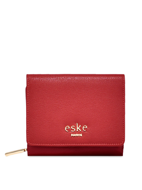 

Eske Women Red Solid Leather Two Fold Wallet