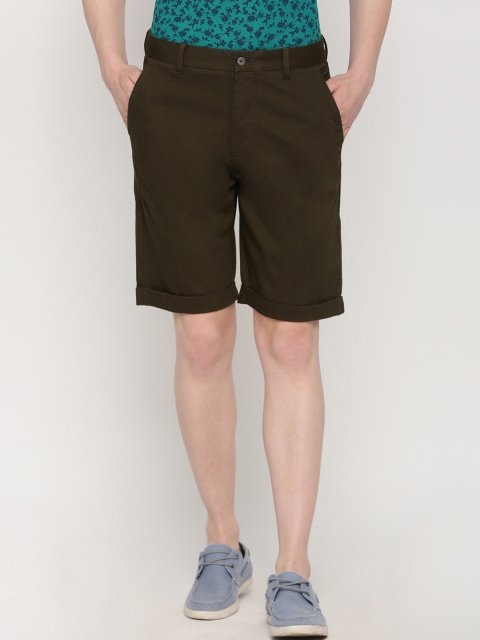 

SIMON CARTER LONDON Men Olive Green Solid Regular Fit Regular Shorts