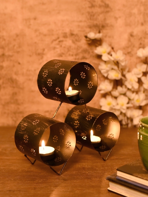 

Unravel India Black Textured Tea-Light Candle Holder