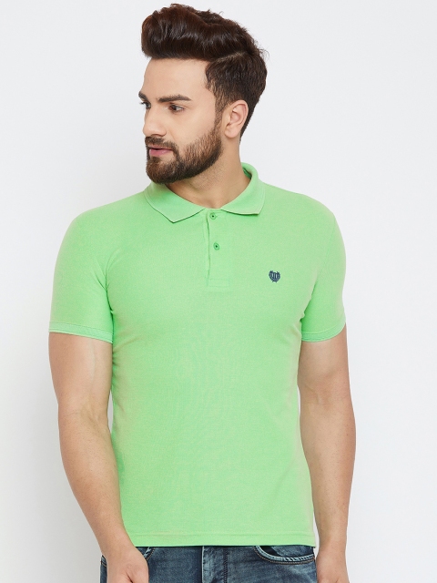 

Duke Men Green Solid Polo Collar Slim Fit T-shirt