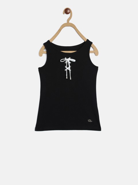 

ELLE Girls Black Solid Round Neck T-shirt
