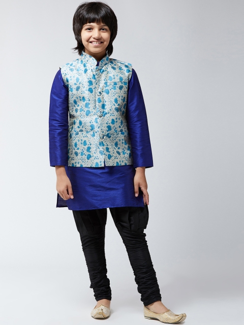 

SOJANYA Boys Blue & Black Solid Kurta with Harem Pants