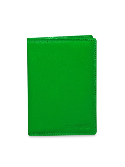 

CALFNERO Unisex Green Solid Leather Passport Holder