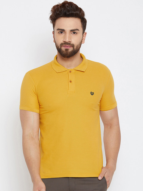 

Duke Men Mustard Yellow Solid Polo Collar Sim Fit T-shirt