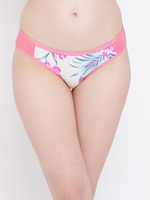 

Clovia Women Pink & White Printed Basic Briefs PN3152P22
