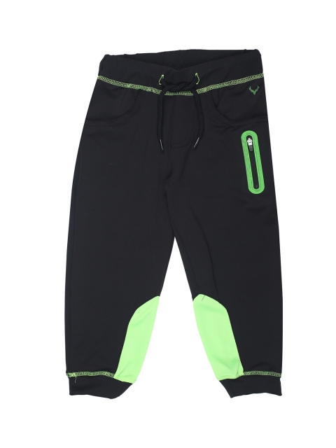 

Allen Solly Junior Boys Black & Green Solid Slim-Fit Joggers