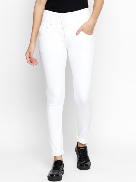 

PURPLE WATER Women White Slim Fit High-Rise Clean Look Stretchable Jeans