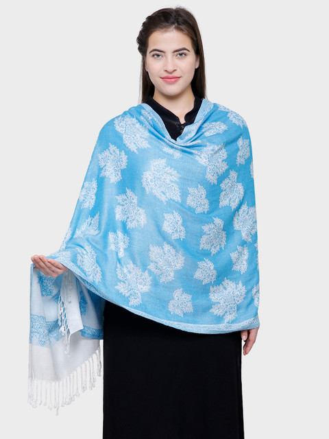 

Anekaant Women Blue & White Woven Design Shawl