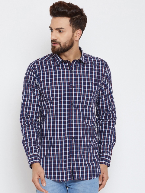 

Duke Men Navy Blue Slim Fit Checked Casual Shirt