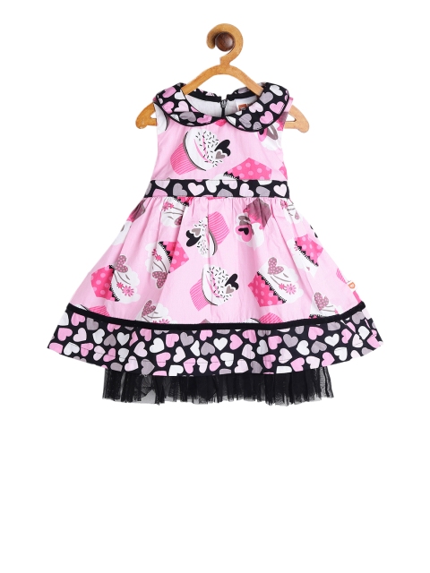 

612 league Girls Pink Floral Printed Fit and Flare Dress