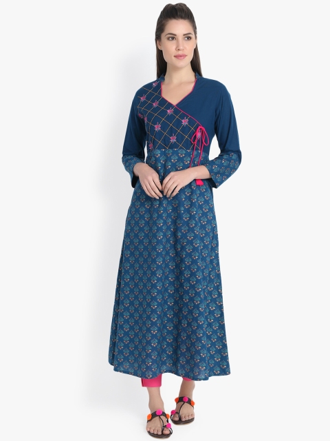 

rangeelo rajasthan Women Blue Printed A-Line Kurta