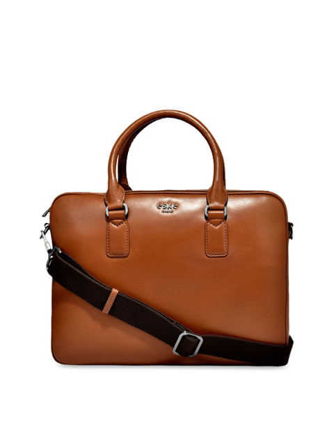 

Eske Men Tan Solid Leather Laptop Bag