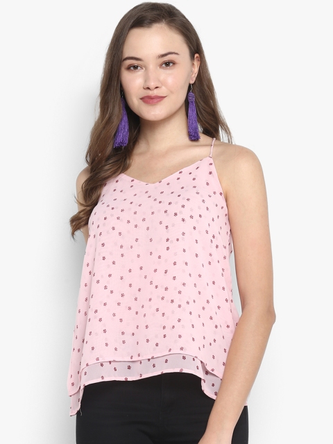 

PURYS Women Pink Printed Tiered Top