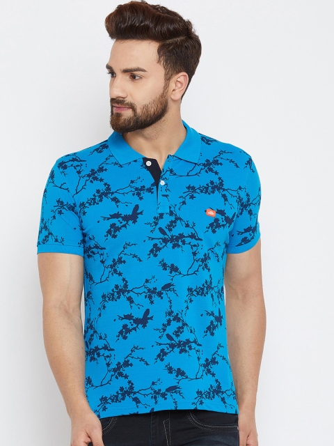 

Duke Men Blue Printed Polo Collar T-shirt
