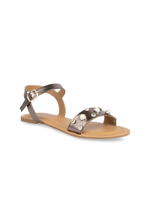 

SOLES Women Taupe Solid Open Toe Flats