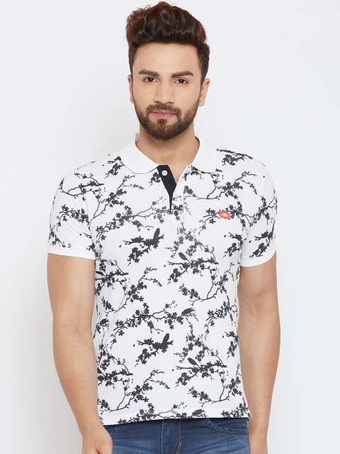 

Duke Men White Printed Polo Collar T-shirt