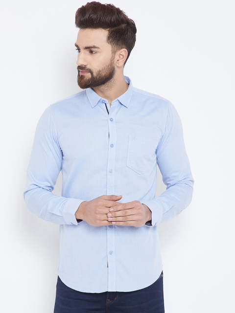 

Duke Men Blue Regular Fit Solid Casual Shirt