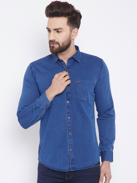 

Duke Men Blue Regular Fit Solid Denim Casual Shirt
