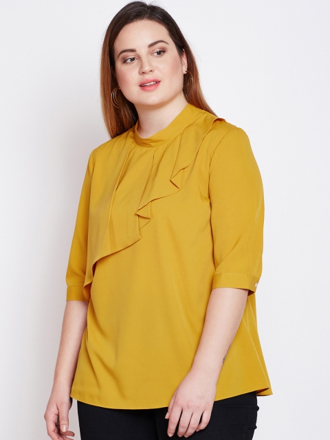 

NuBella Plus Size Women Mustard Solid A-Line Top