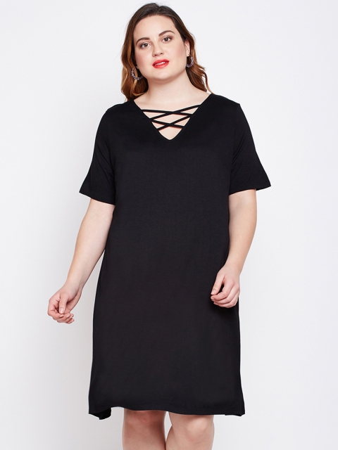 

NuBella Plus Size Women Black Solid A-Line Dress