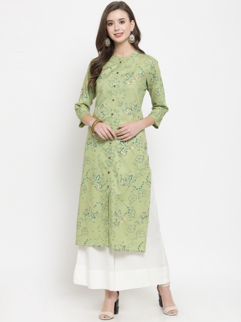 Varanga Women Green Printed Kurta with Palazzos