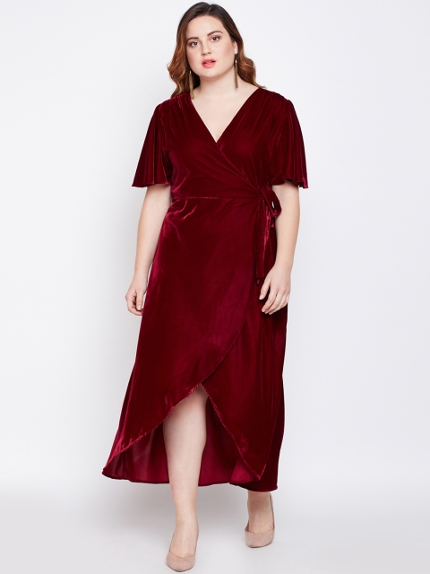

NuBella Plus Size Women Maroon Solid Wrap Dress
