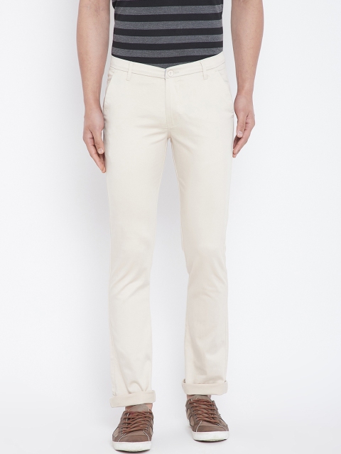 

Duke Men Cream-Coloured Regular Fit Solid Regular Trousers