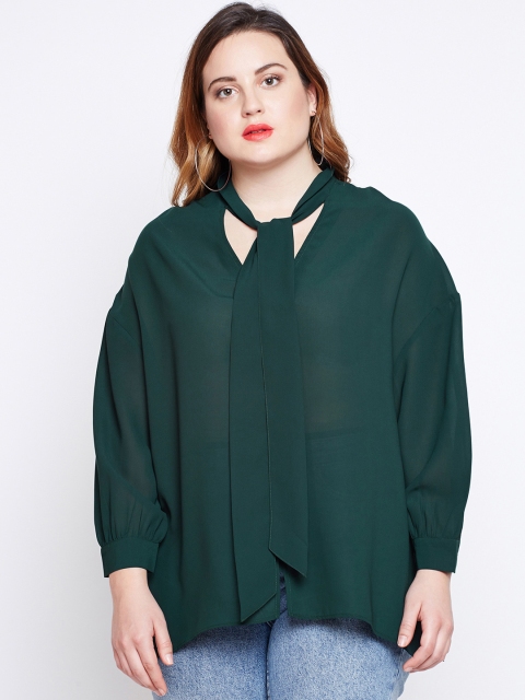 

NuBella Plus Size Women Green Solid A-Line Top